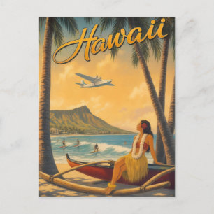 Vintage Hawaiaanse Hula Meisje Aloha Ontsnapping P Feestdagenkaart