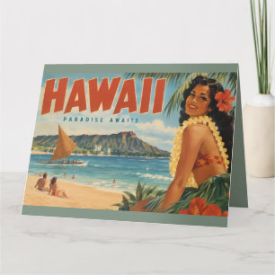 Vintage Hawaiaanse Hula Meisje Aloha Ontsnapping P Kaart