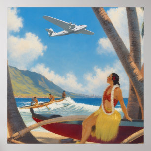 Vintage Hawaiaanse Hula Meisje Aloha Ontsnapping P Poster
