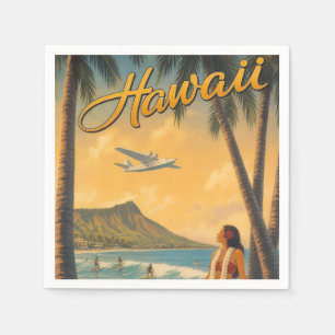Vintage Hawaiaanse Hula Meisje Aloha Ontsnapping P Servet