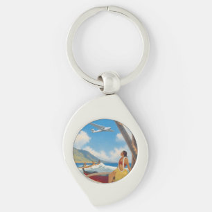 Vintage Hawaiaanse Hula Meisje Aloha Ontsnapping P Sleutelhanger