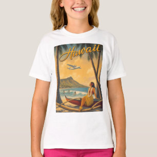 Vintage Hawaiaanse Hula Meisje Aloha Ontsnapping P T-shirt