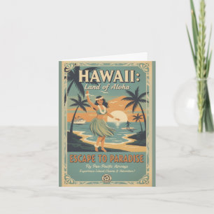 Vintage Hawaiaanse Land van Aloha Ontsnap naar het Feestdagen Kaart
