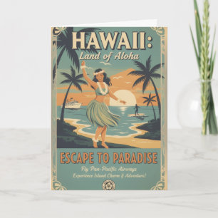 Vintage Hawaiaanse Land van Aloha Ontsnap naar het Kaart