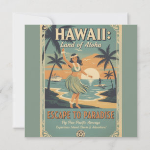 Vintage Hawaiaanse Land van Aloha Ontsnap naar het Kaart