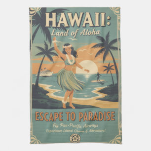 Vintage Hawaiaanse Land van Aloha Ontsnap naar het Theedoek