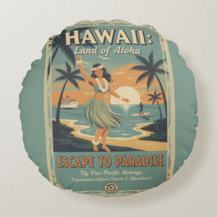 Vintage Hawaïaanse Land van Aloha Ontsnappen naar Rond Kussen
