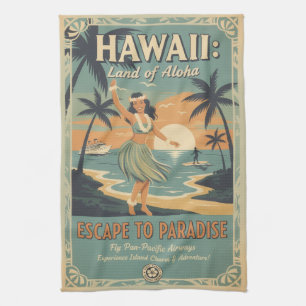 Vintage Hawaïaanse Land van Aloha Ontsnappen naar Theedoek