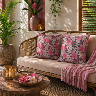 Vintage Hawaiaanse Plumeria Bloempatroon Kussen