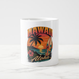 Vintage Hawaiaanse Zonsondergang Palmen Surfplank Grote Koffiekop