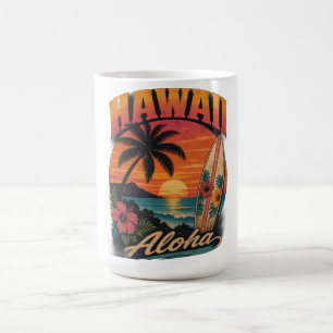 Vintage Hawaiaanse Zonsondergang Palmen Surfplank Koffiemok