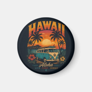 Vintage Hawaiaanse Zonsondergang Palmen Surfplank Magneet
