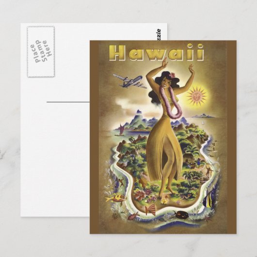 Vintage Hawaii 2 Briefkaart (Voorkant / Achterkant)