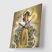 Vintage Hawaii 2 Vierkante Klok (Hoek)