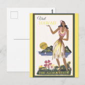 Vintage Hawaii Aloha Hula Dancer Travel Briefkaart (Voorkant / Achterkant)