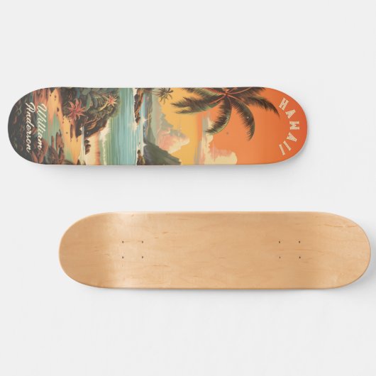 Vintage Hawaii Beach Sunset Persoonlijk Skateboard (Horizontaal)