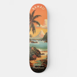 Vintage Hawaii Beach Sunset Persoonlijk Skateboard