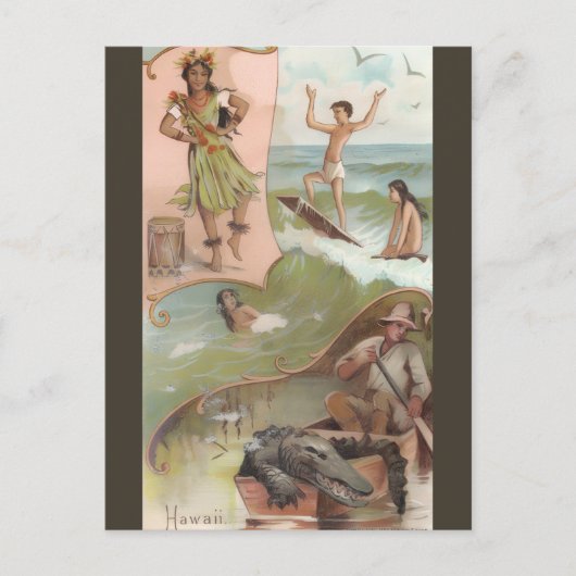 Vintage Hawaii Briefkaart (Voorkant)