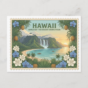 Vintage Hawaii Hanalei Bay Kauai Tropische Reis Briefkaart
