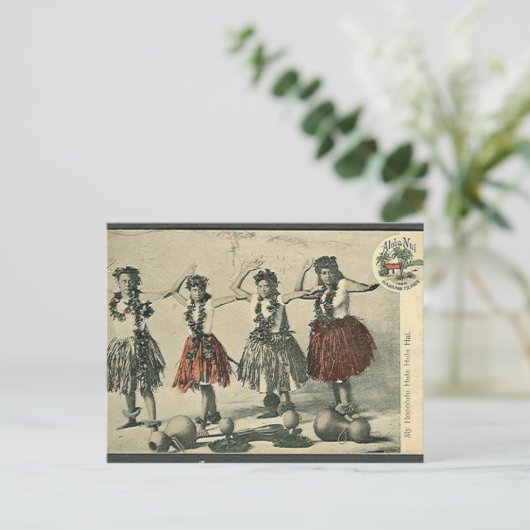 Vintage Hawaii Hula Dancers Briefkaart (Staand voorkant)