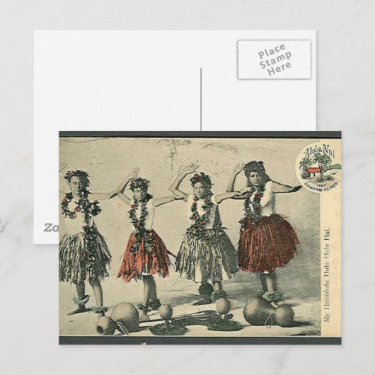 Vintage Hawaii Hula Dancers Briefkaart (Voorkant / Achterkant)