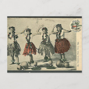 Vintage Hawaii Hula Dancers Briefkaart