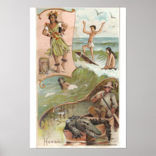 Vintage "Hawaii" koffie van Arbuckle Bros Poster