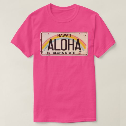 Vintage Hawaii License Plate Aloha T-shirt (Design voorkant)