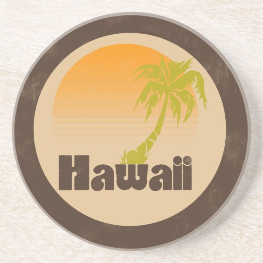 Vintage Hawaii Logo Zandsteen Onderzetter (Voorkant)