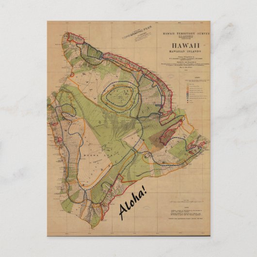 Vintage Hawaii Postcard Aloha Briefkaart (Voorkant)