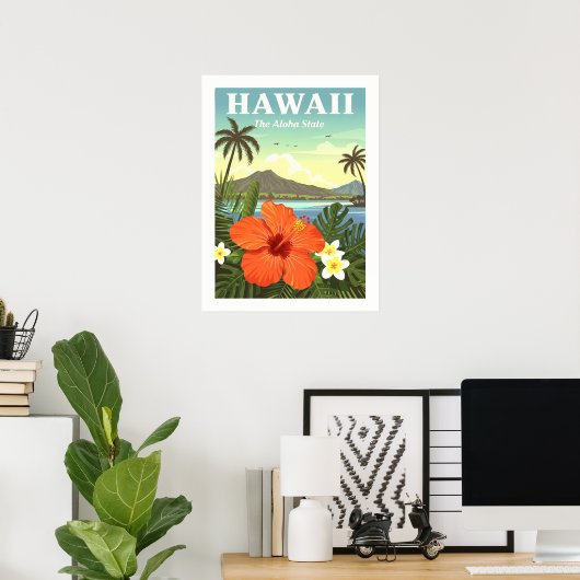 Vintage Hawaii Poster (Thuiskantoor)