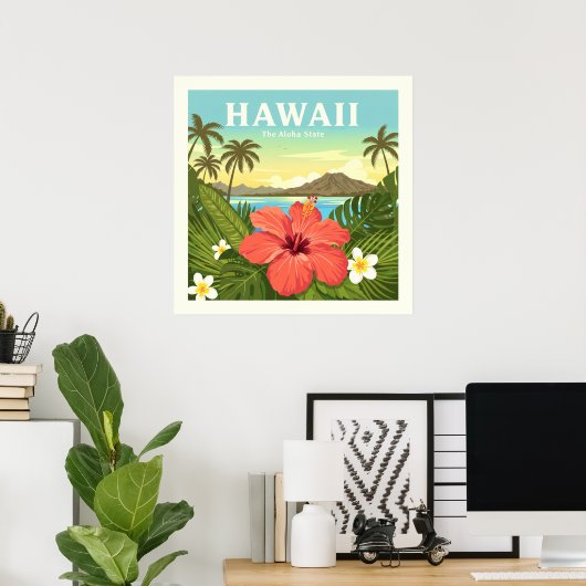 Vintage Hawaii Poster (Thuiskantoor)