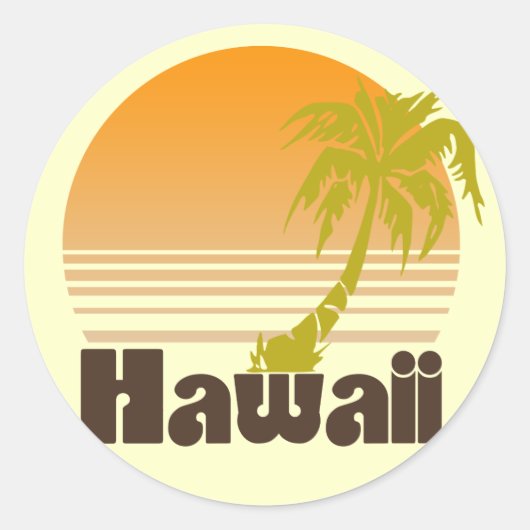 Vintage Hawaii Ronde Sticker (Voorkant)