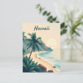 Vintage Hawaii Travel Illustration Briefkaart (Staand voorkant)