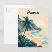 Vintage Hawaii Travel Illustration Briefkaart (Voorkant / Achterkant)