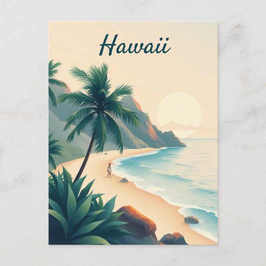 Vintage Hawaii Travel Illustration Briefkaart (Voorkant)