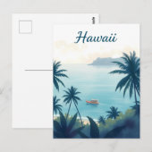 Vintage Hawaii Travel Illustration Briefkaart (Voorkant / Achterkant)