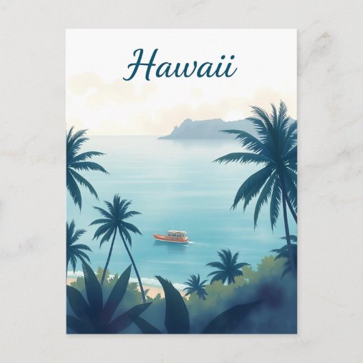 Vintage Hawaii Travel Illustration Briefkaart (Voorkant)