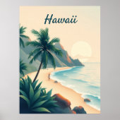 Vintage Hawaii Travel Illustration Poster (Voorkant)