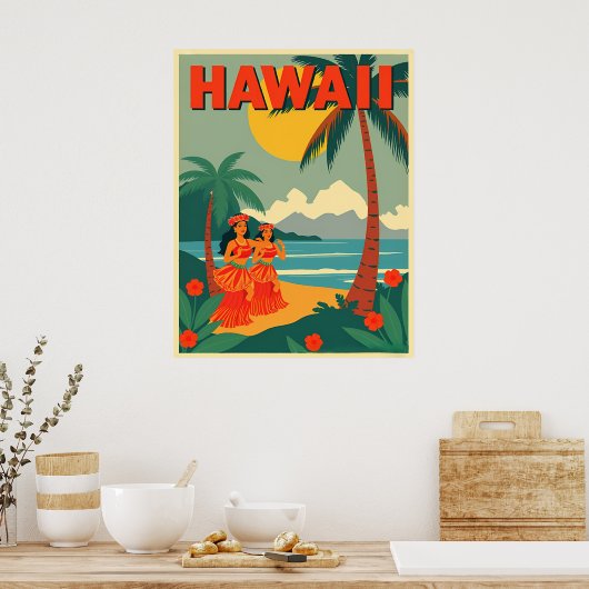 Vintage Hawaii Travel Poster (Keuken)