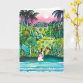 Vintage Hawaii Travel Poster Briefkaart (Gele Bloem)