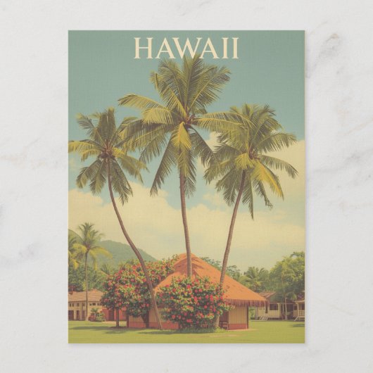 Vintage Hawaii Tropical Beach Travel Briefkaart (Voorkant)