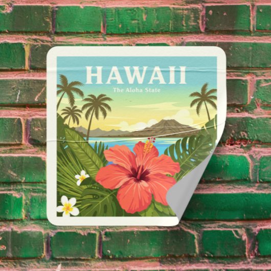 Vintage Hawaii Vierkante Sticker