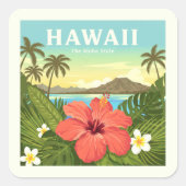 Vintage Hawaii Vierkante Sticker (Voorkant)