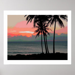 Vintage Hawaii zonsondergang Posters