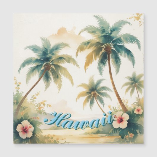 Vintage Hawaiiaanse Reis Honolulu Magnetische Kaar (Voorkant)