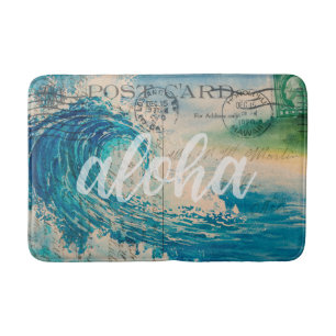 Vintage Hawaiian Wave Briefkaart Badmat