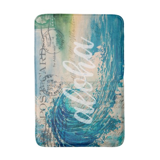 Vintage Hawaiian Wave Briefkaart Badmat (Voorkant Verticaal)