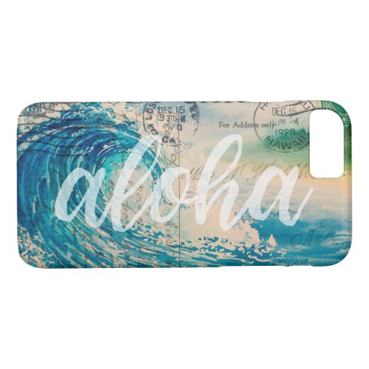 Vintage Hawaiian Wave Briefkaart Case-Mate iPhone Case (Achterkant (Horizontaal))