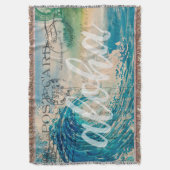 Vintage Hawaiian Wave Briefkaart Deken (Voorkant Verticaal)